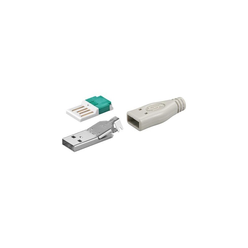 USB A hanstik til lodning og med kliksystem