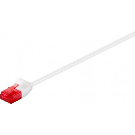 Cat. 6 U/UTP netværkskabel, slim, til Gigabit netværk, hvid, 0,5m