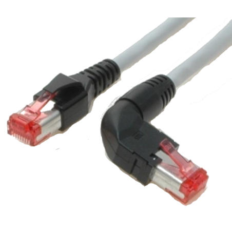 90° vinklet RJ45 Cat. 6 netværkskabel - STP - Grå - 10m - DANBIT