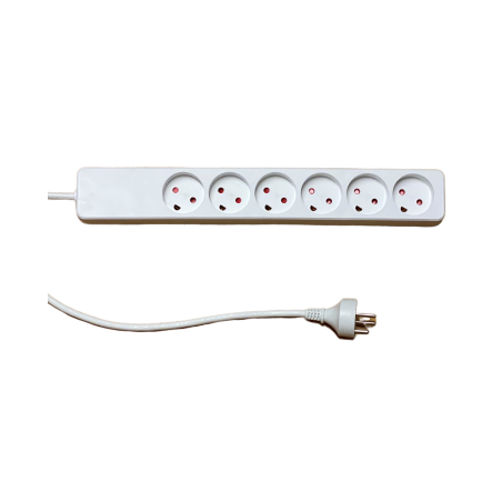 Socket with 6 outlets and earth, 7m cable