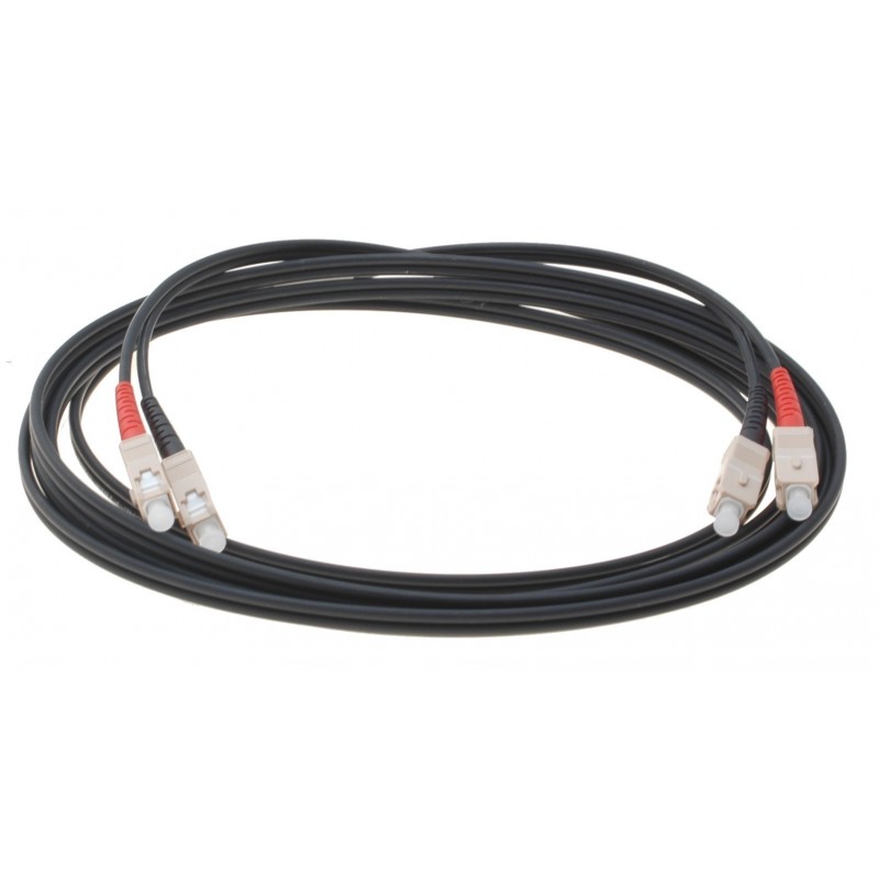 Armeret fiberkabel, Multi mode SC-SC, 7.5m, 62,5/125my, Sort, LSZH, Duplex