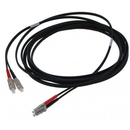 Armeret fiberkabel, Multimode, LC-SC, 7.5m, 62,5/125, Sort, LSZH, duplex