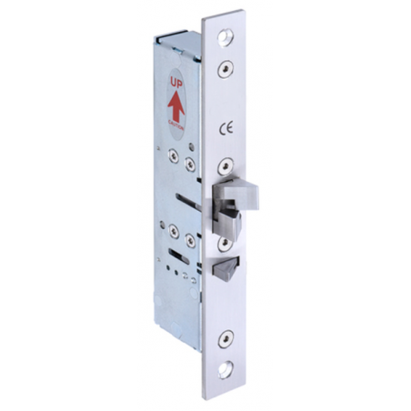 Elektrisk låsekasse til enkel- og dobbeltvirkende svingdør 272 kg. 24mm hus, 25mm face plate. 28mm stolpeblik