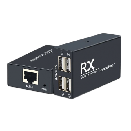 4 Port USB2.0, extender, 120 meters, extender over RJ45 patch cable. Stable 5VDC on USB port