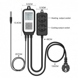 Dobbelt Digital temperaturregulator fra -30 til +105°C, WiFi og APP