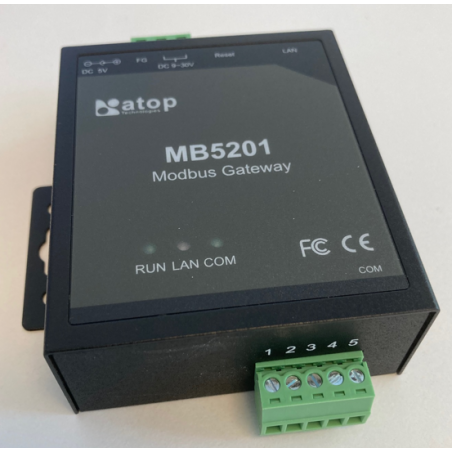 1 kanal TCP/RTU/ASCII Modbus Gateway. RS232/RS422/RS485. TCP Server/Client, Virtuel Com med skrueterminal
