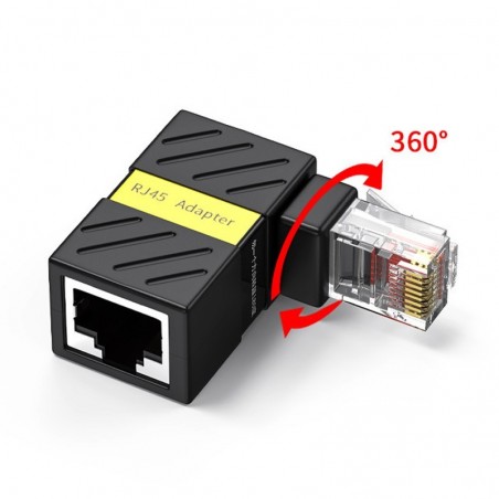 360° drejeligt netværksstik vinklet RJ45 Gigabit-adapter 90 grader han til hun