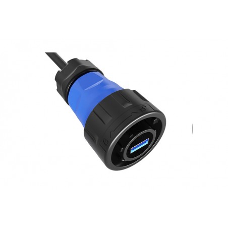 Vandtæt USB3.0 stik med 0,5m kabel med USB A han, Bajonetkobling.
