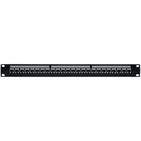 24-Port Cat 6 Patch Panel - Tool-Free RJ45 Pass-Through, Black