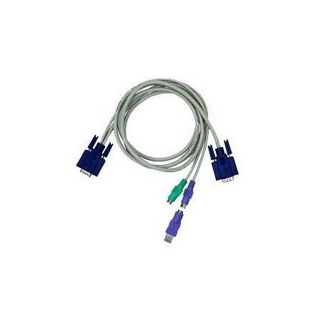 Restlager: Blæksprutte/ KVM kabel med DB15HDM -2xDIN6MM + 1xDB15HDM og USB adapter, KC-1505C, 5 meter