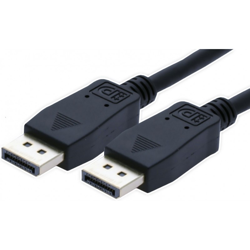 Displayport kabel (DP han-han), 5m, sort, med mekanisk lås